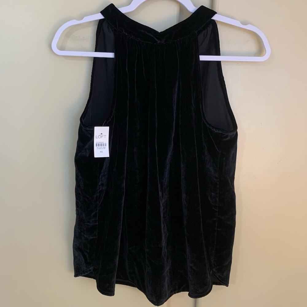 Loft Womens Black Velvet Halter Top Size XS Preppy Formal Classic High Neck - Picture 6 of 8